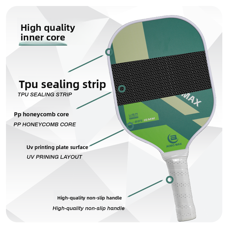 Fiberglass Offensive Pickleball Paddle - Non-Slip Handle, 4 Colors