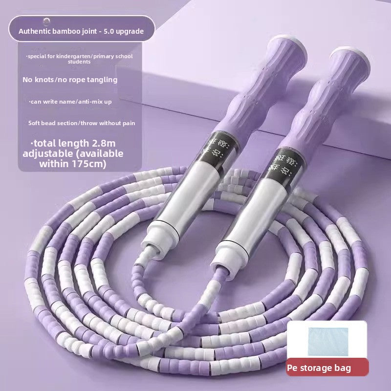 Bamboo Jump Rope for Kids – Adjustable Non-Slip Skipping Rope for Primary School Students
