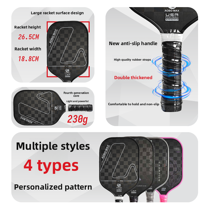 18K Carbon Fiber Pickleball Paddle - Offensive, Frosted Cold-Press