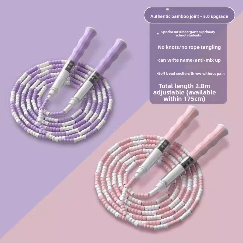 Bamboo Jump Rope for Kids – Adjustable, Tangle-Free with Name Writing Option