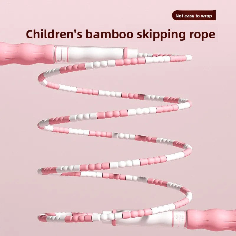 Bamboo Jump Rope for Kids – Adjustable Non-Slip Skipping Rope for Primary School Students
