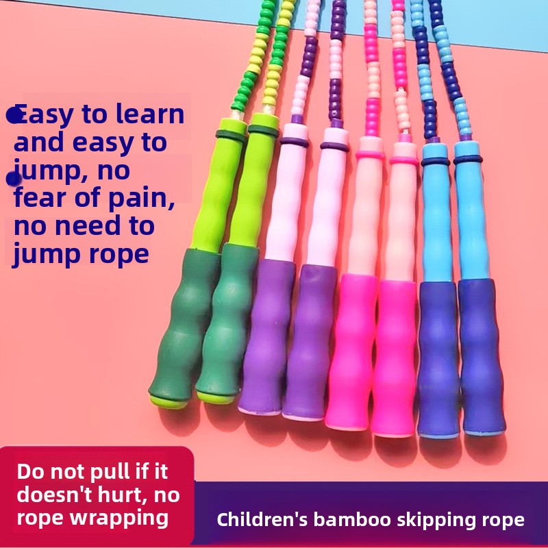 Soft Bamboo Jump Rope for Kids – Adjustable Non-Slip Skipping Rope for Kindergarten & Primary School