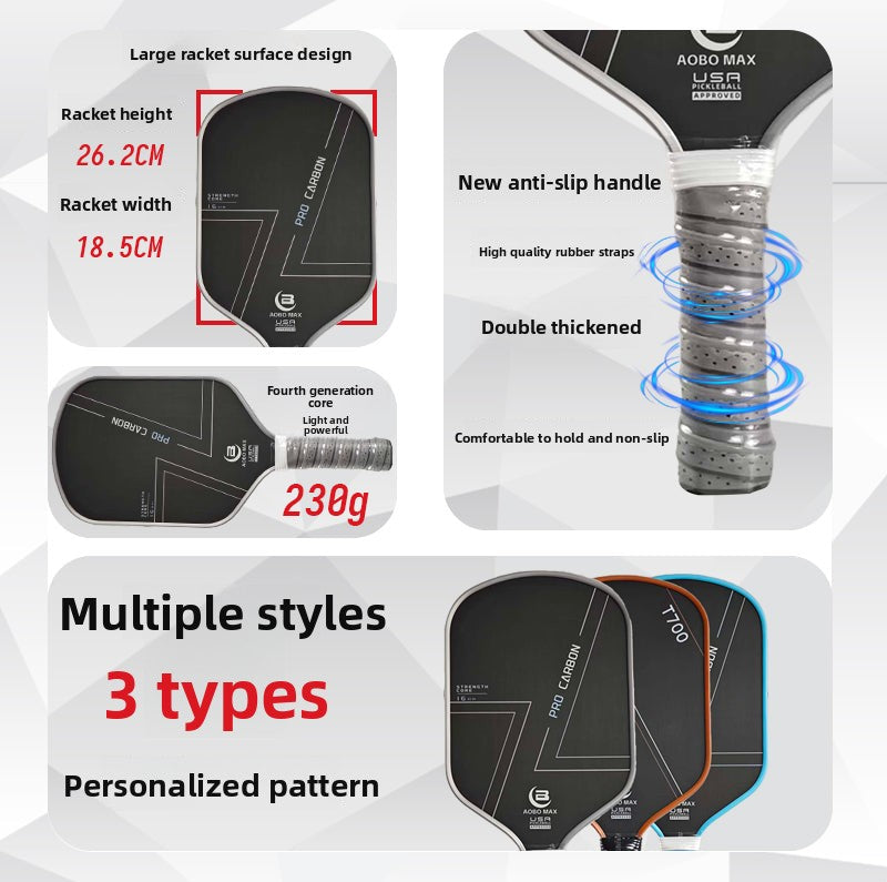 Vitality Pioneer Pickleball Racket T700 Carbon Fiber Frosted Cold-Pressed Integrated Professional-Grade Complete Set of Ball Plates and Rackets Official Authentic Product