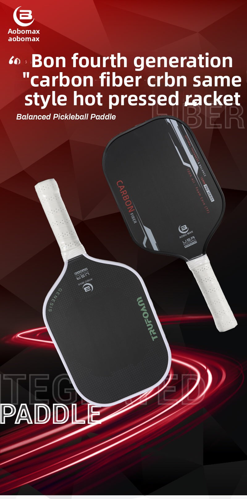 Vitality Pioneer Pickleball Racket, Carbon Fiber, Hot-Pressed Integrated, 4th Generation, Professional Tournament Level, Complete Set, Official Authentic Product