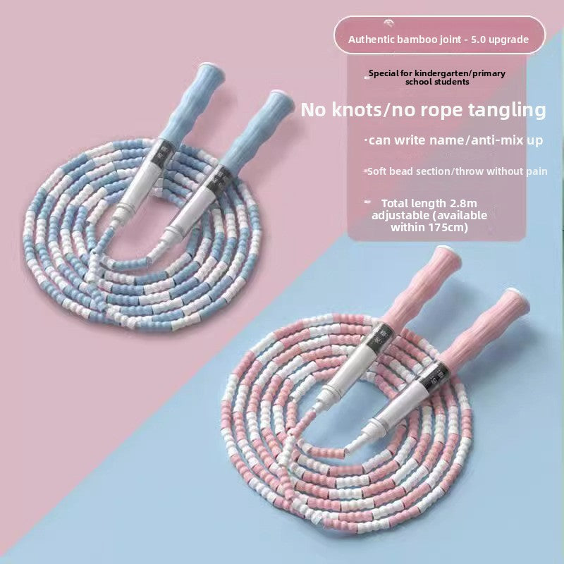 Bamboo Jump Rope for Kids – Adjustable, Tangle-Free with Name Writing Option