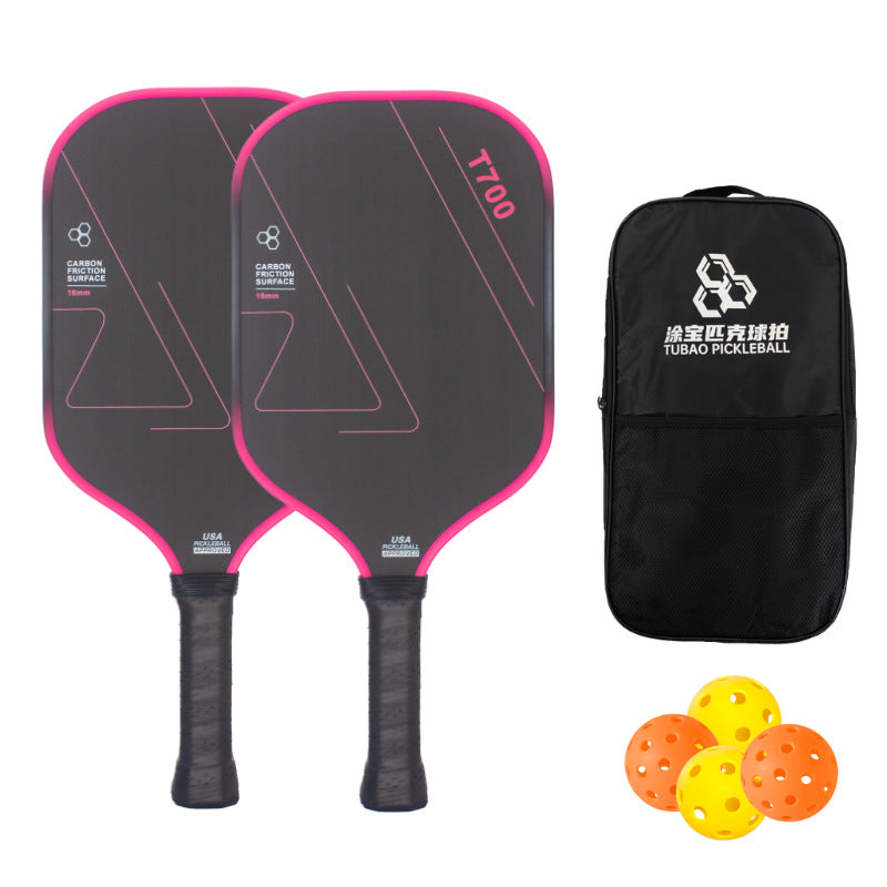 Carbon fiber pickleball racket set with T700 cloth pattern and磨砂 finish, a dedicated pickleball paddle