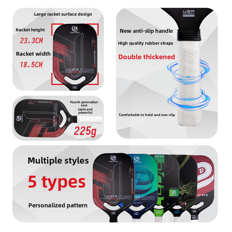 Carbon Fiber 4th Gen Borderless Pickleball Paddle - Anti-Slip Pro