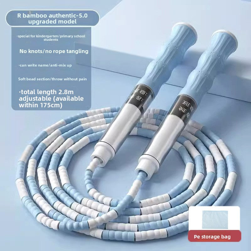 Bamboo Jump Rope for Kids – Adjustable Non-Slip Skipping Rope for Primary School Students