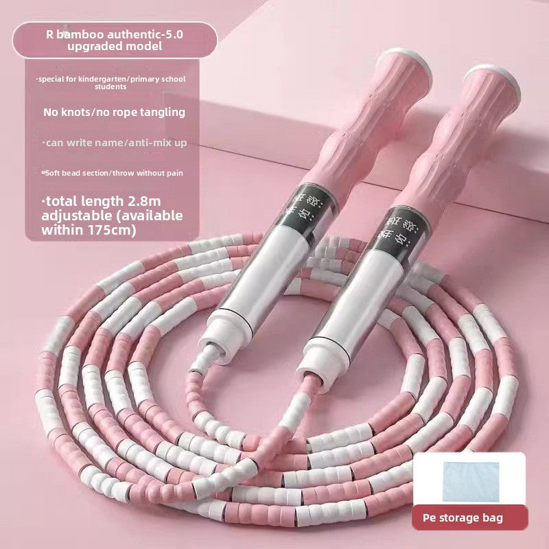 Bamboo Jump Rope for Kids – Adjustable Non-Slip Skipping Rope for Primary School Students