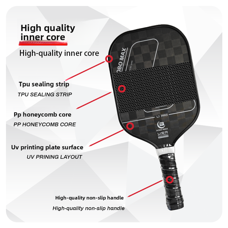 18K Carbon Fiber Pickleball Paddle - Offensive, Frosted Cold-Press