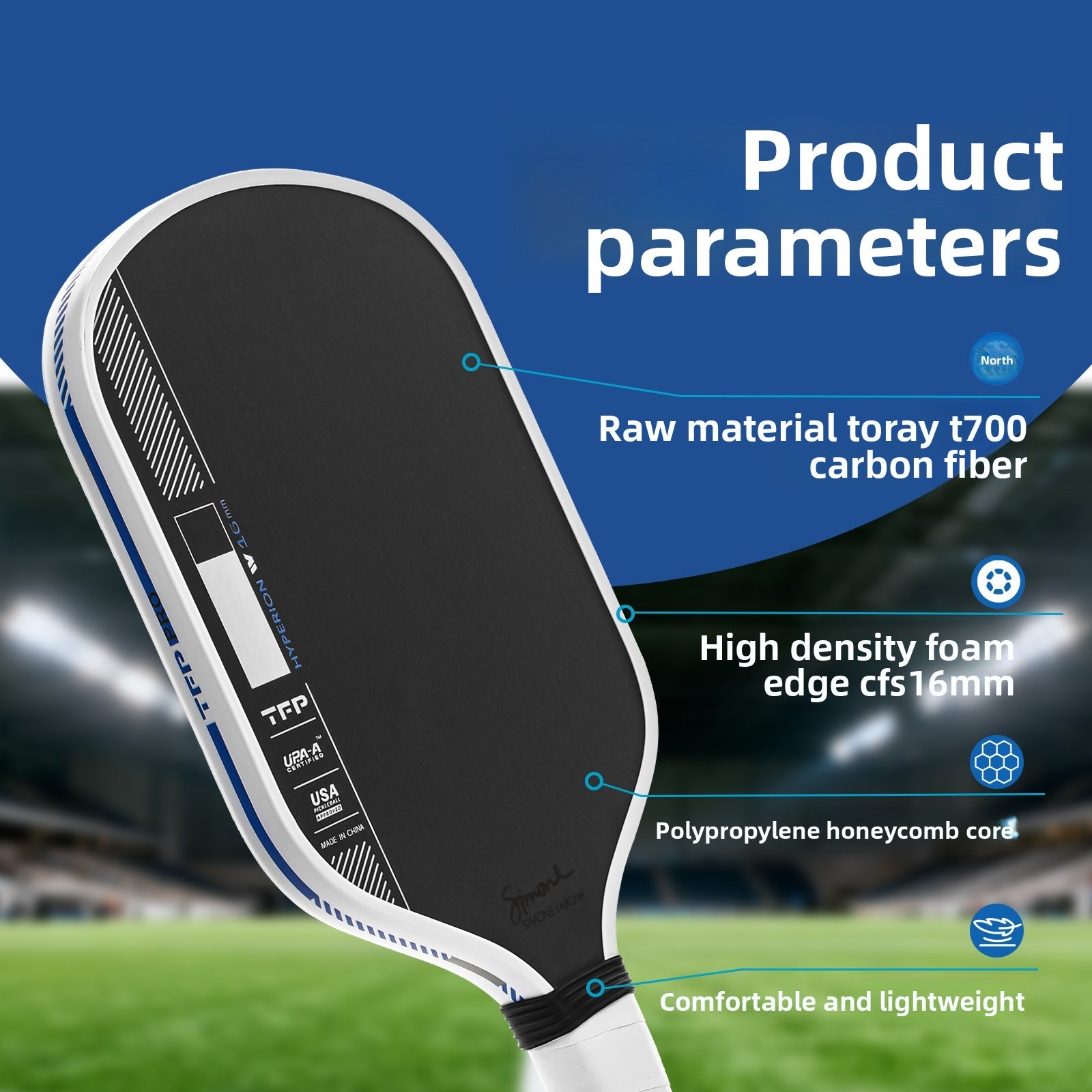 Gen4 Generation Core Pickleball Racket, Japanese Toray T700 Carbon Fiber, Hot-Pressed Integrated, High-End Alternative to Joola