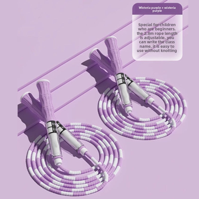Bamboo Jump Rope for Kids – Adjustable Non-Slip Skipping Rope for Primary School Students