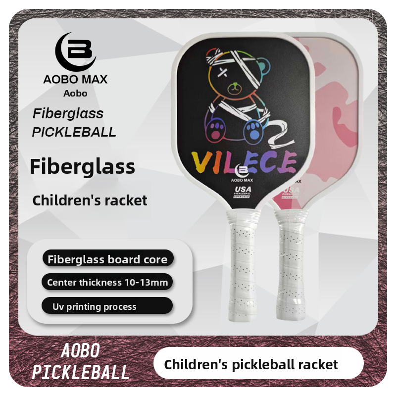 Vitality Pioneer Children's Pickleball Racket, Cartoon Fiberglass Pickleball Racket, High-Quality Non-Slip Racket, Sports Star, Sports Ball