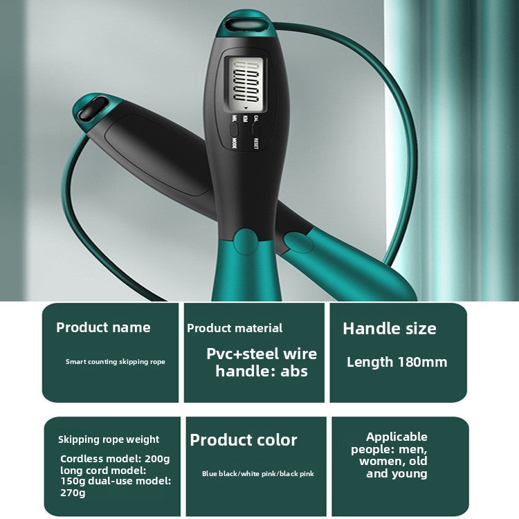 Smart Cordless Jump Rope with Intelligent Counter – Fitness Skipping Rope for Home & Gym