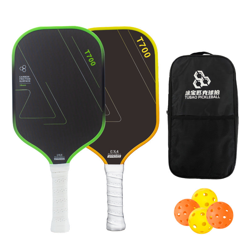 Carbon fiber pickleball racket set with T700 cloth pattern and磨砂 finish, a dedicated pickleball paddle