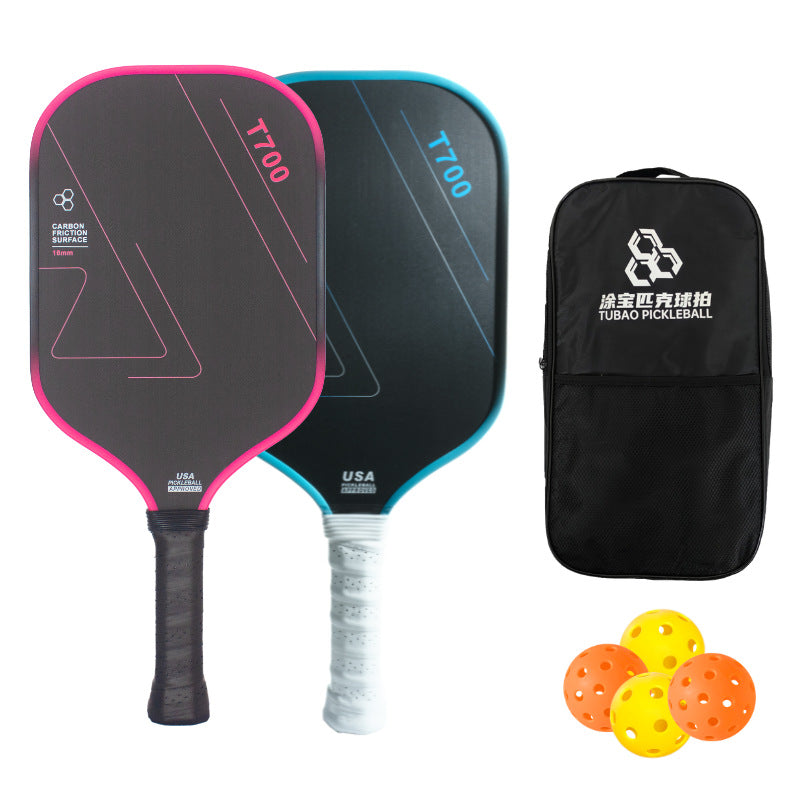 Carbon fiber pickleball racket set with T700 cloth pattern and磨砂 finish, a dedicated pickleball paddle