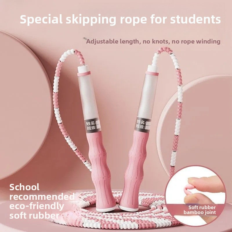 Bamboo Jump Rope for Kids – Adjustable Non-Slip Skipping Rope for Primary School Students