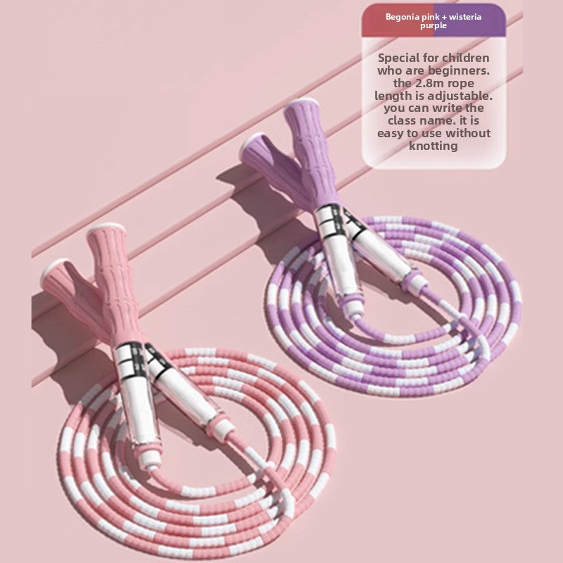 Bamboo Jump Rope for Kids – Adjustable Non-Slip Skipping Rope for Primary School Students