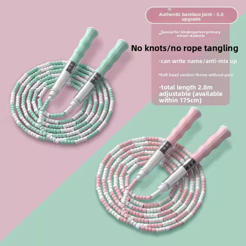 Bamboo Jump Rope for Kids – Adjustable, Tangle-Free with Name Writing Option