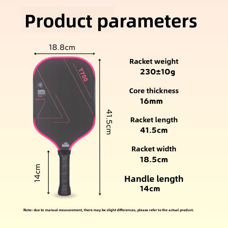 Carbon fiber pickleball racket set with T700 cloth pattern and磨砂 finish, a dedicated pickleball paddle